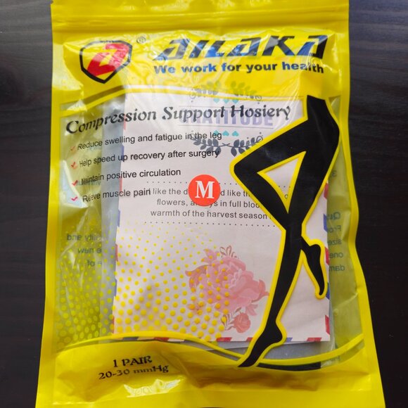 Ailaka Compression Support Hosiery 20-30 mmHg Open Toe Thigh high Black medium - Picture 4 of 5